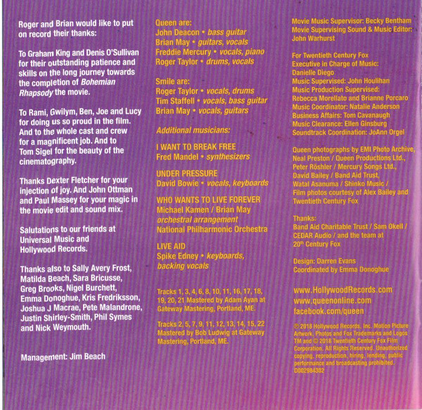 Queen  Bohemian Rhapsody; The Original Soundtrack 2018 : Booklet10